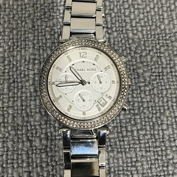 Michael Kors Silver Crystal-Embellished Watch MK 5353 - Picture 1 of 4